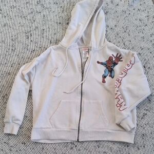 Teen Marvel White Zip Up Hoodie with Spider-Man Design